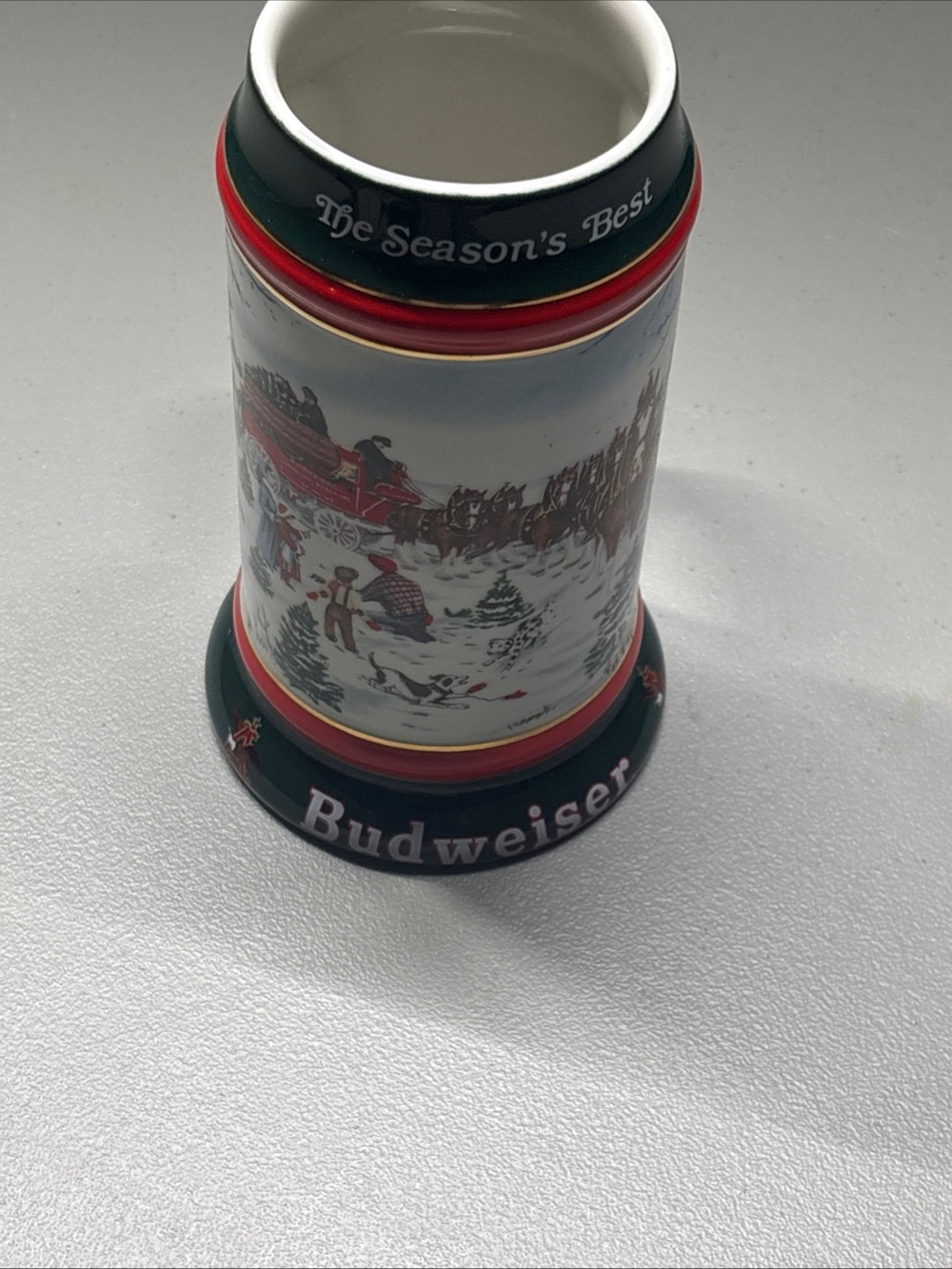 Anheuser Busch Budweiser 1991 Holiday Stein “The Seasons Best” 12th In Series